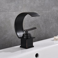 Load image into Gallery viewer, Black curved modern bathroom faucet