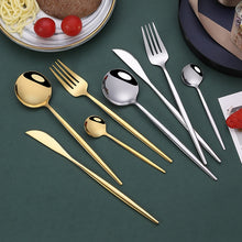 Load image into Gallery viewer, gold and polished chrome silverware set