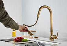 Load image into Gallery viewer, Retractable bronze touch control kitchen faucet