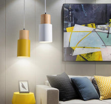 Charger l'image dans la galerie, Nordic Wooden Base Pendant Light Yellow and White