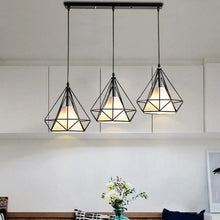 Load image into Gallery viewer, wrought iron pendant light fixture with linear canopy