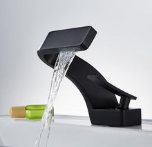 Load image into Gallery viewer, Black modern curved bathroom faucet
