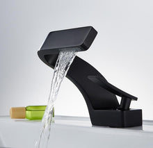 Load image into Gallery viewer, Black modern curved bathroom faucet