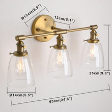 Charger l'image dans la galerie, Vintage Multi-Bulb Wall Sconce Dimensions