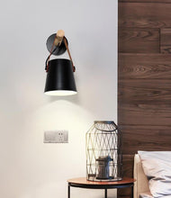 Load image into Gallery viewer, Wooden nordic hanging wall lamp in black