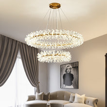 Charger l'image dans la galerie, Modern Brass Chandelier with Glass Crystals