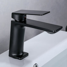 Load image into Gallery viewer, Matte black single handle contemporary bathroom faucet
