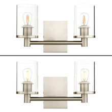 Load image into Gallery viewer, Vintage Industrial Brushed Nickel Two-Bulb Wall Sconce