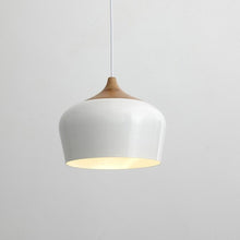 Load image into Gallery viewer, White Scandinavian Design Metal and Wood Hanging Pendant Light
