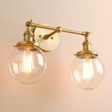 Load image into Gallery viewer, Rustic Brass Two-Bulb Wall Lamp