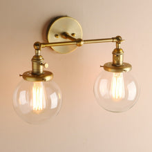 Load image into Gallery viewer, Brass Vintage Two-Bulb Wall Sconce