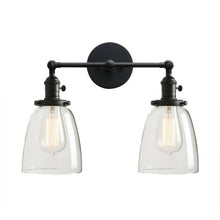Load image into Gallery viewer, Black Vintage Two-Bulb Wall Sconce