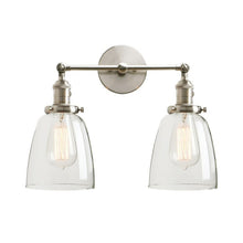 Load image into Gallery viewer, Brushed Nickel Vintage Two-Bulb Wall Sconce