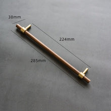 Load image into Gallery viewer, 224mm walnut wood cabinet handle
