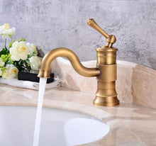 Load image into Gallery viewer, Brass single handle vintage bathroom faucet