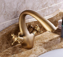 Load image into Gallery viewer, Modern two handle Antique brass bathroom faucet