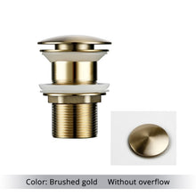 Load image into Gallery viewer, Brushed Gold Polished Brass Bathroom Sink Drains without overflow