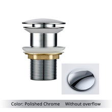 Load image into Gallery viewer, Polished Chrome Polished Brass Bathroom Sink Drains without overflow