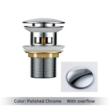 Load image into Gallery viewer, Polished Chrome Polished Brass Bathroom Sink Drains with overflow