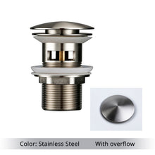 Load image into Gallery viewer, Stainless Steel Polished Brass Bathroom Sink Drains with overflow