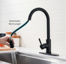 Load image into Gallery viewer, Matte Black Modern Touchless retractable kitchen faucet