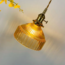 Load image into Gallery viewer, Amber vintage textured glass pendant light