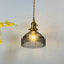 Load image into Gallery viewer, Gray vintage textured glass pendant light