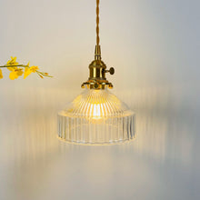 Load image into Gallery viewer, Clear vintage textured glass pendant light