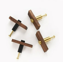 Load image into Gallery viewer, Walnut wood and brass cabinet and drawer knobs