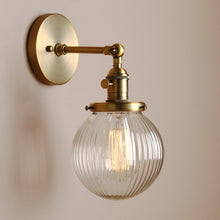 Load image into Gallery viewer, Vintage brass bathroom and hallway glass wall sconce