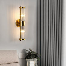 Load image into Gallery viewer, Two-bulb polished brass wall sconce