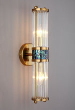 Load image into Gallery viewer, Two-bulb modern polished brass wall sconce for hallways