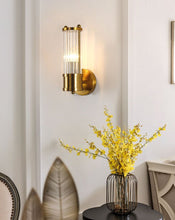 Load image into Gallery viewer, Polished Brass Glass Crystal Wall Light