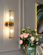 Load image into Gallery viewer, Polished brass modern Glass Crystal Wall Light
