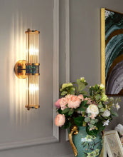 Load image into Gallery viewer, Polished brass modern Glass Crystal Wall Light