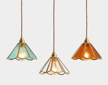 Load image into Gallery viewer, Copper Vintage Stained Glass Pendant Lights