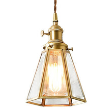 Load image into Gallery viewer, Vintage Copper and Glass Pendant Light