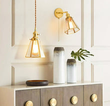 Load image into Gallery viewer, Vintage Copper & Glass Pendant Light