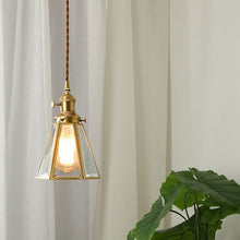 Load image into Gallery viewer, Vintage Copper & Glass Pendant Light