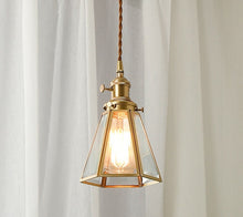 Load image into Gallery viewer, Vintage Copper & Glass Pendant Light
