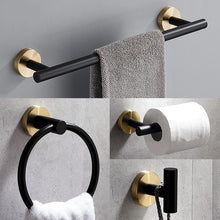 Load image into Gallery viewer, Black & Gold Bathroom Hardware Set