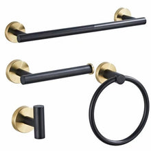 Load image into Gallery viewer, Black & Gold Bathroom Hardware Set