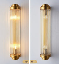 Charger l'image dans la galerie, Polished brass fluted glass wall light