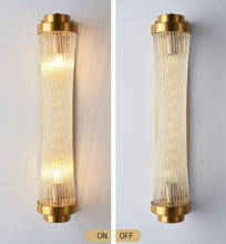 Charger l'image dans la galerie, Gold modern fluted glass wall sconce