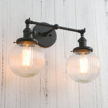 Load image into Gallery viewer, Two-Bulb Vintage Wall Lamp in Black
