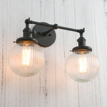 Load image into Gallery viewer, Two-Bulb Vintage Wall Lamp in Black