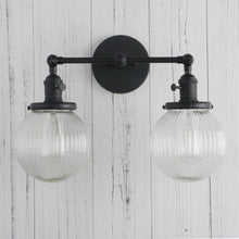 Load image into Gallery viewer, Textured Glass Two-Bulb Wall Sconce
