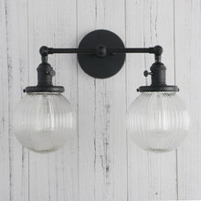 Load image into Gallery viewer, Textured Glass Two-Bulb Wall Sconce