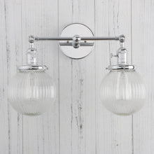Load image into Gallery viewer, Textured Glass Two-Bulb Wall Sconce