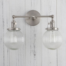 Load image into Gallery viewer, Textured Glass Two-Bulb Wall Sconce